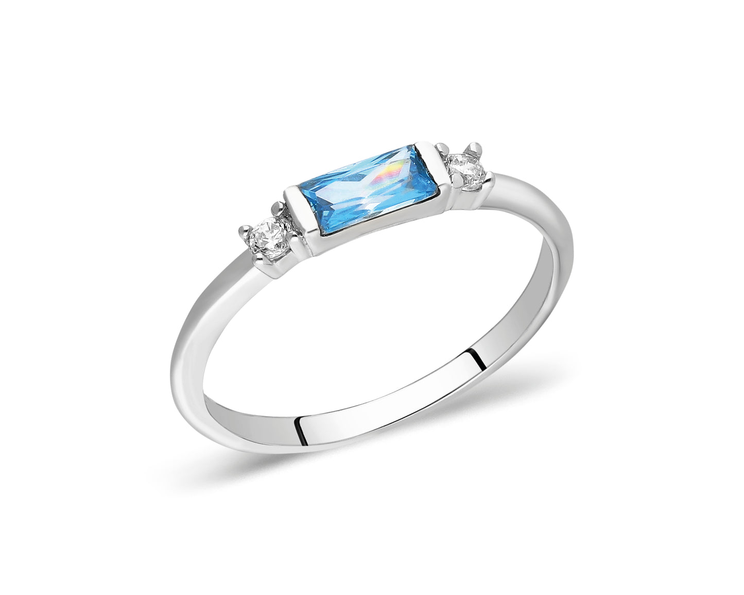 14k Gold Aquamarine & Diamond Stacking Ring – Minimalist March Birthstone Jewelry