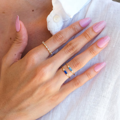 14k Solid Gold Sapphire and Diamond Ring – Minimalist September Birthstone Jewelry