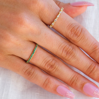 14k Gold Emerald Half Eternity Band Ring – May Birthstone Jewelry