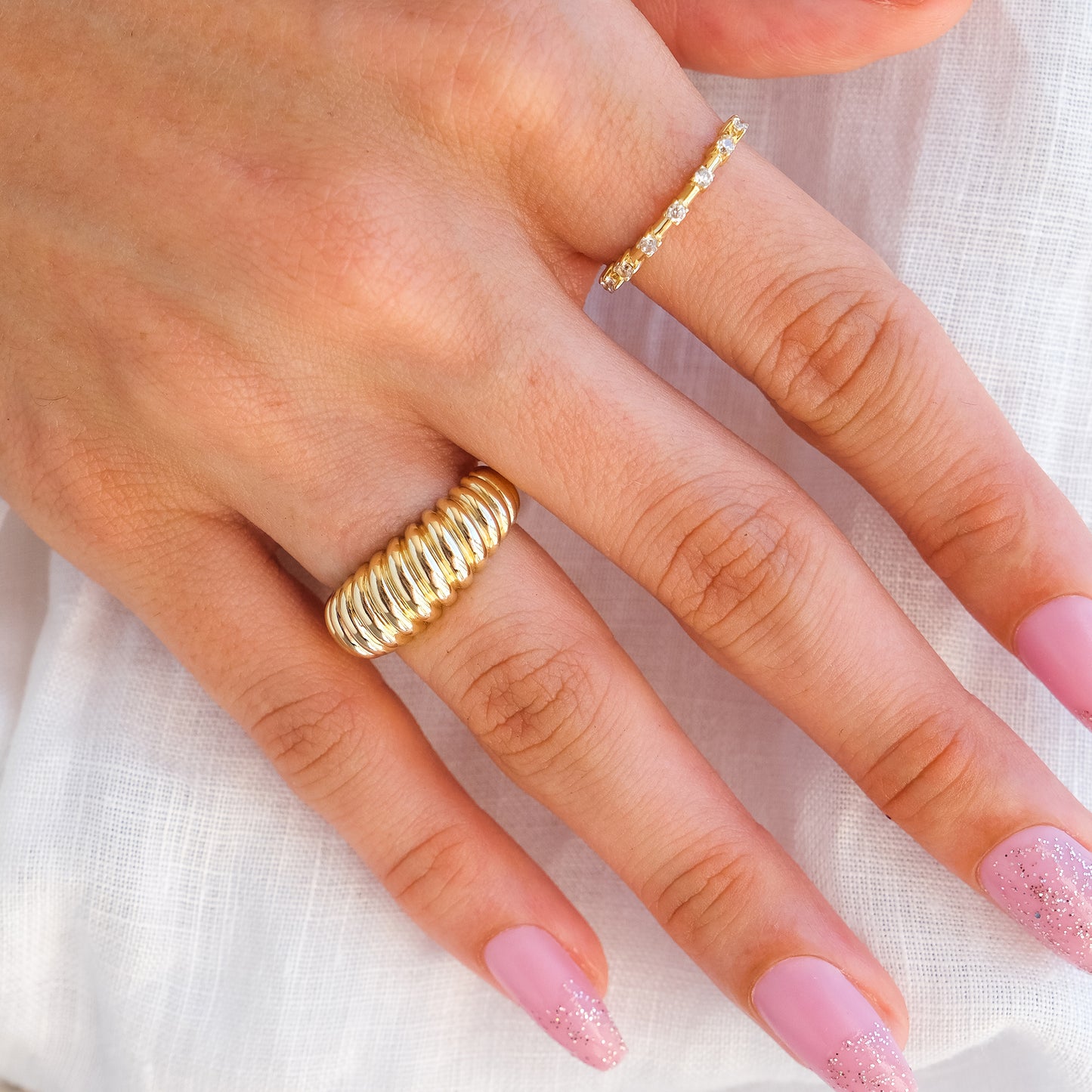 14k Gold Croissant Dome Ring – Chunky Gold Statement Ring for Women