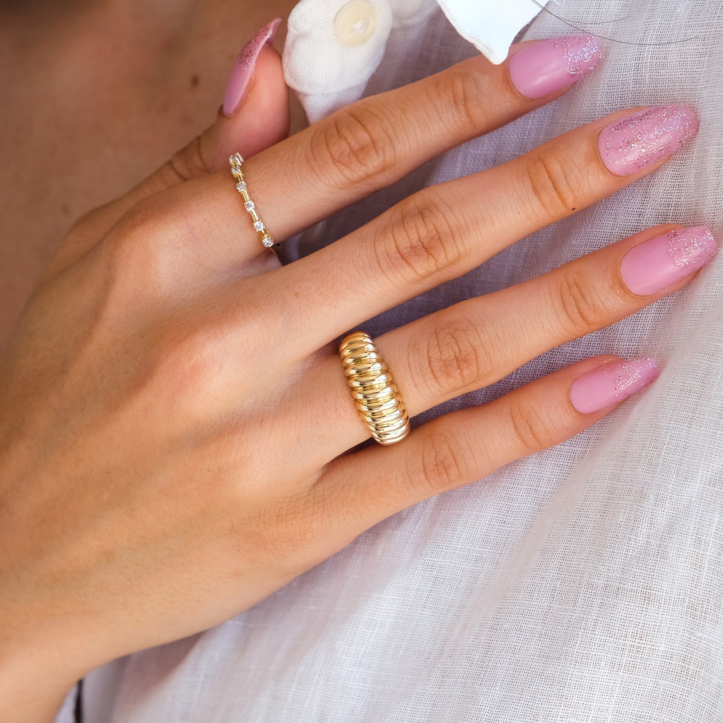 14k Gold Croissant Dome Ring – Chunky Gold Statement Ring for Women