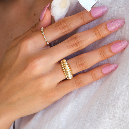 14k Gold Croissant Dome Ring – Chunky Gold Statement Ring for Women