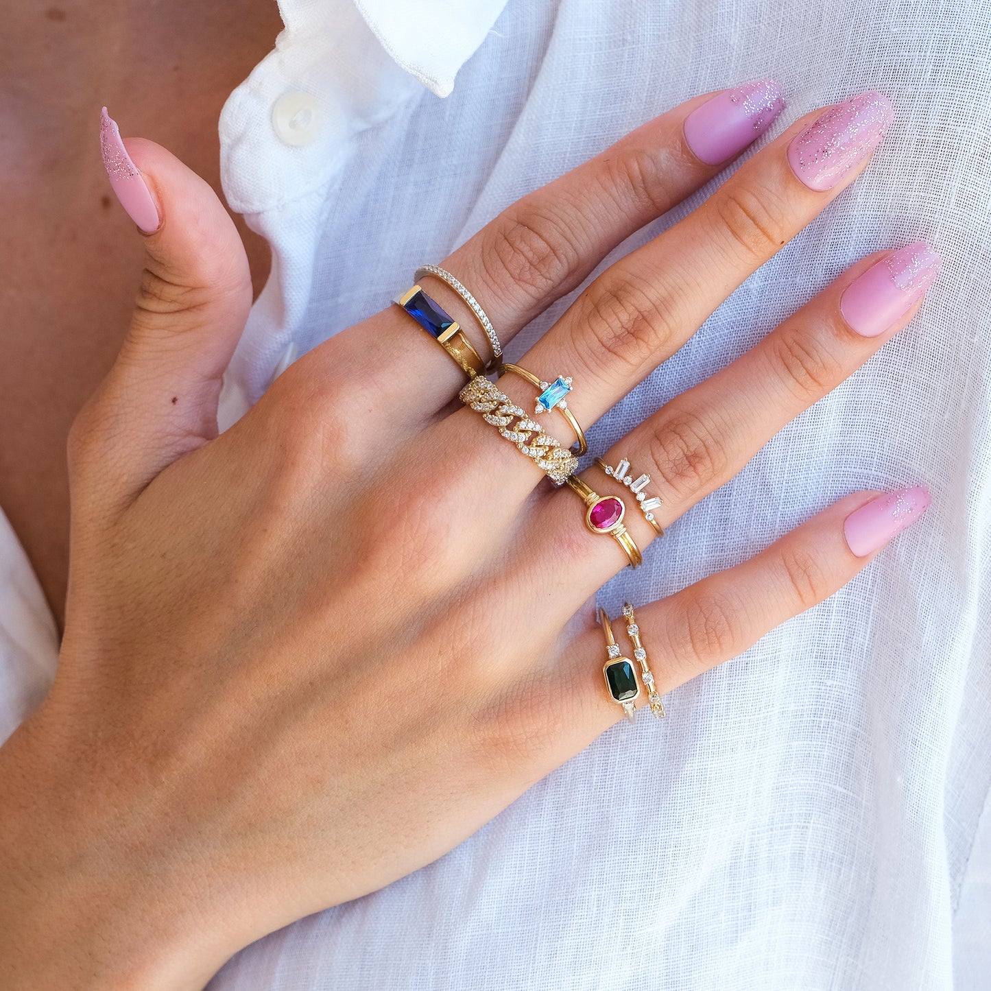 14k Gold Diamond Curb Chain Ring – Bold Pavé Statement Band