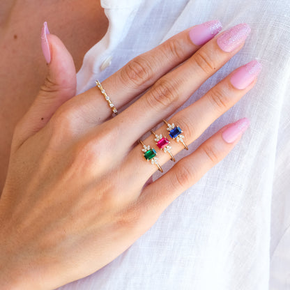 14k Gold Emerald Floral Diamond Ring – May Birthstone Jewelry