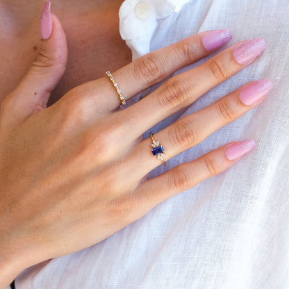 14k Gold Sapphire & Diamond Floral Ring – Elegant September Birthstone Jewelry