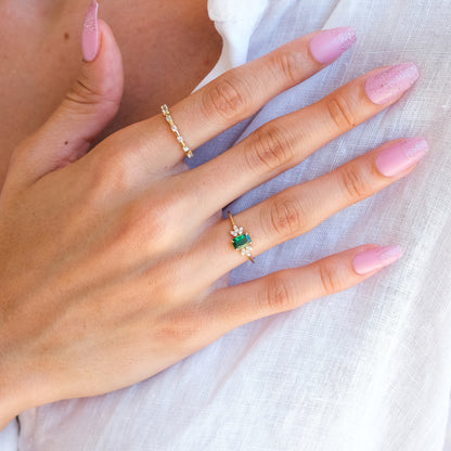 14k Gold Emerald Floral Diamond Ring – May Birthstone Jewelry