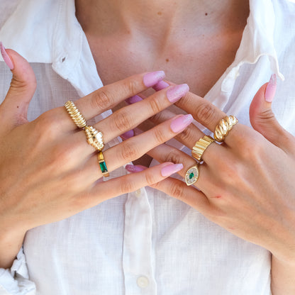 14k Gold Croissant Dome Ring – Chunky Gold Statement Ring for Women