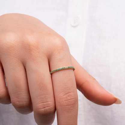 14k Gold Emerald Half Eternity Band Ring – May Birthstone Jewelry