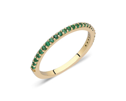 14k Gold Emerald Half Eternity Band Ring – May Birthstone Jewelry