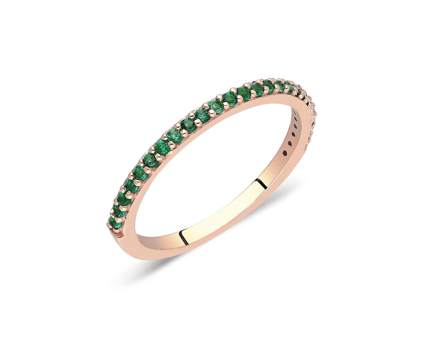 14k Gold Emerald Half Eternity Band Ring – May Birthstone Jewelry