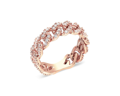 14k Gold Diamond Curb Chain Ring – Bold Pavé Statement Band