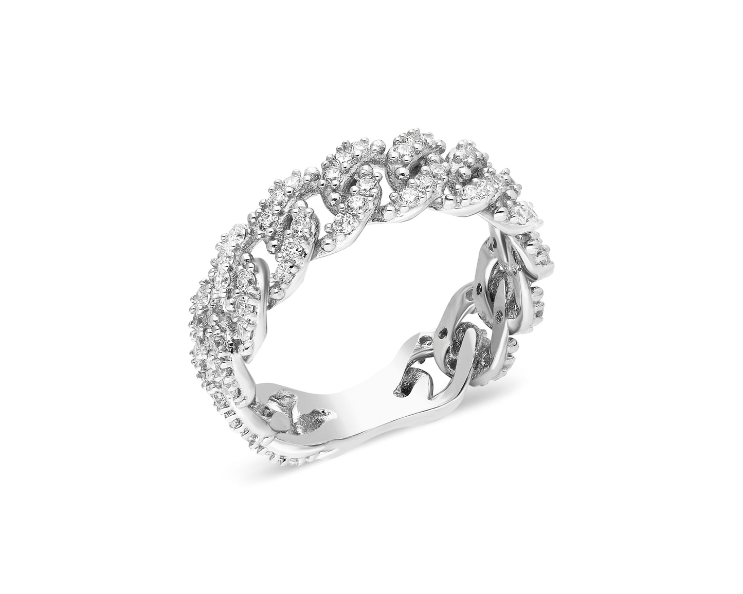 14k Gold Diamond Curb Chain Ring – Bold Pavé Statement Band