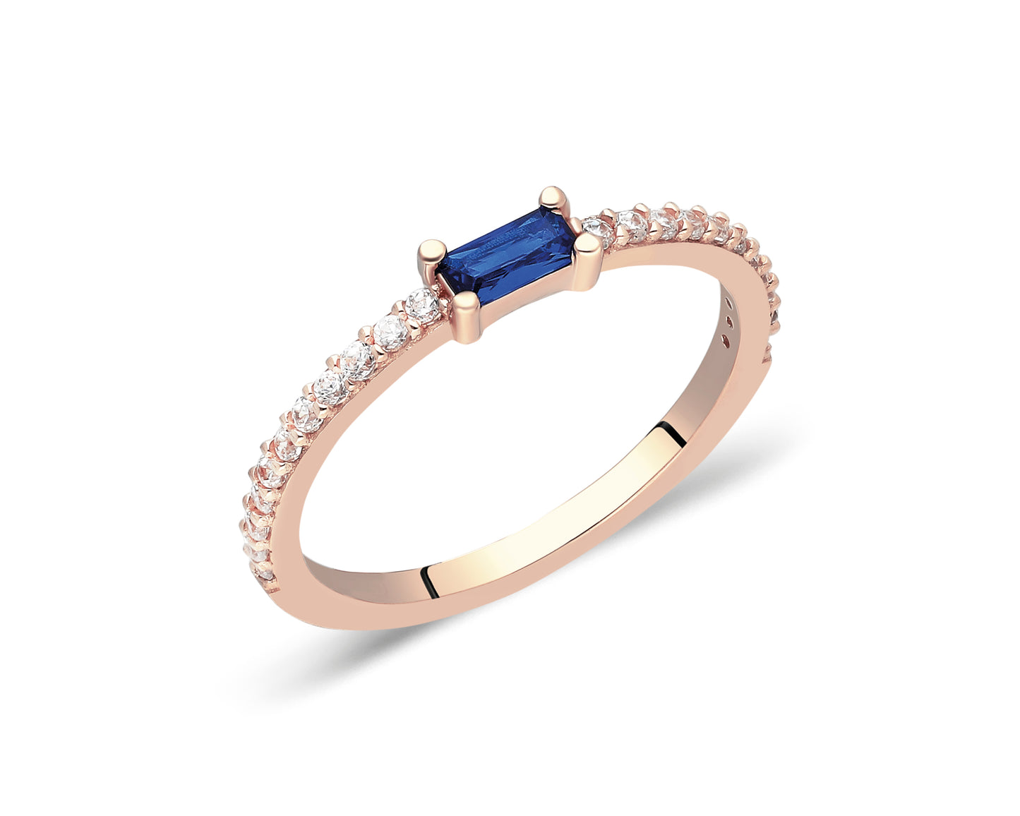 14k Gold Sapphire & Diamond Half Eternity Ring – Dainty September Birthstone Jewelry