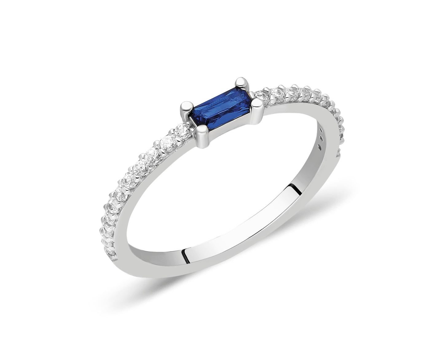 14k Gold Sapphire & Diamond Half Eternity Ring – Dainty September Birthstone Jewelry