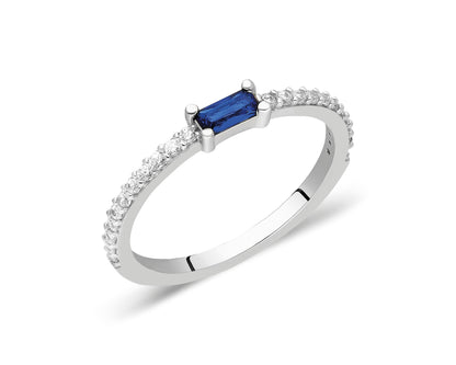 14k Gold Sapphire & Diamond Half Eternity Ring – Dainty September Birthstone Jewelry