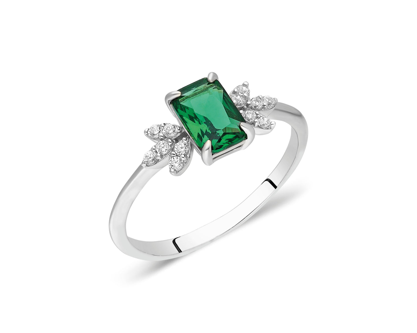 14k Gold Emerald Floral Diamond Ring – May Birthstone Jewelry