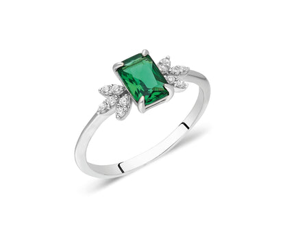 14k Gold Emerald Floral Diamond Ring – May Birthstone Jewelry