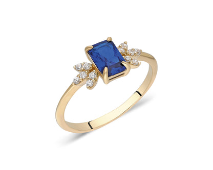 14k Gold Sapphire & Diamond Floral Ring – Elegant September Birthstone Jewelry