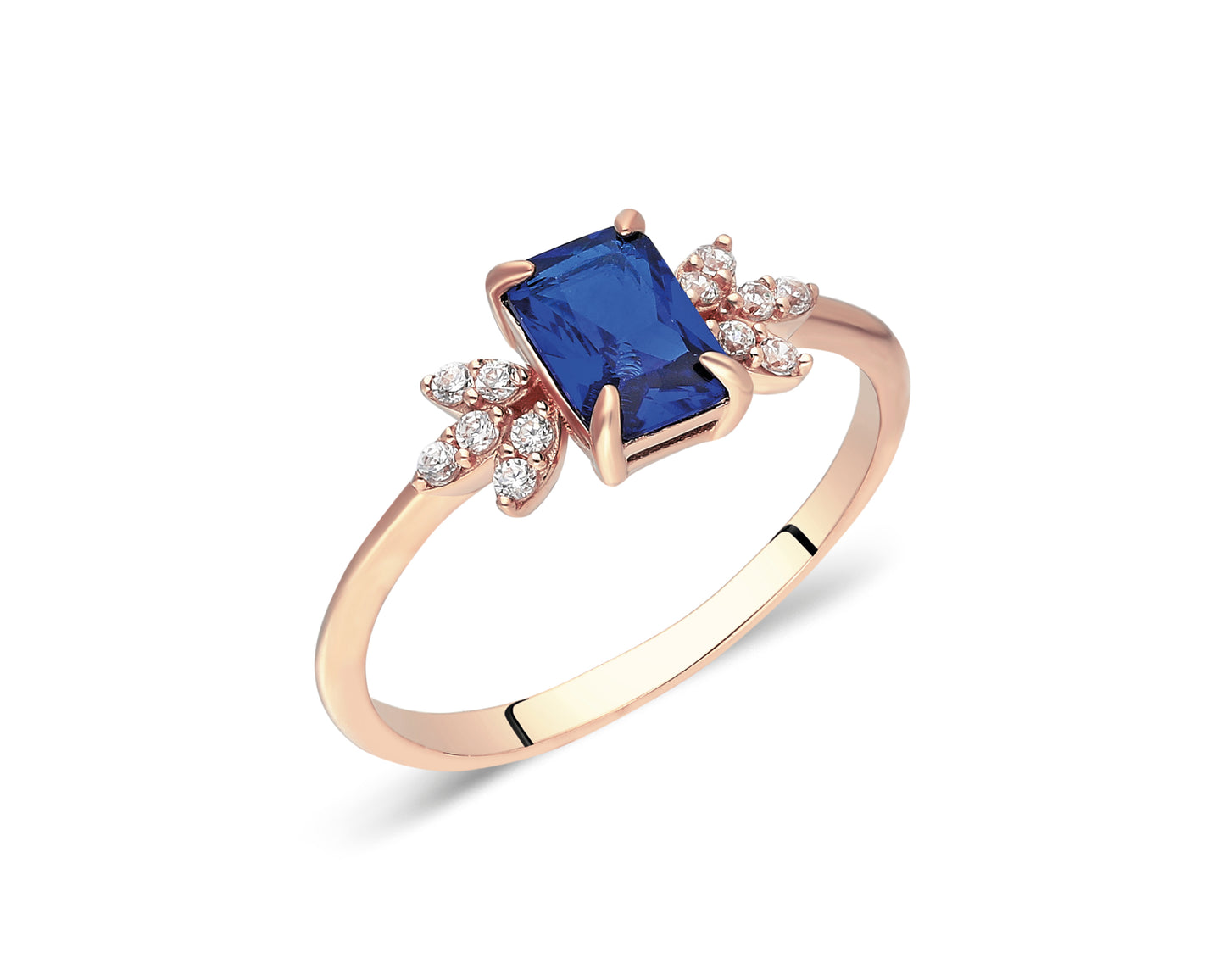 14k Gold Sapphire & Diamond Floral Ring – Elegant September Birthstone Jewelry
