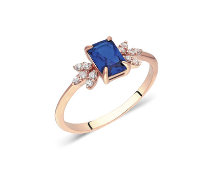 14k Gold Sapphire & Diamond Floral Ring – Elegant September Birthstone Jewelry