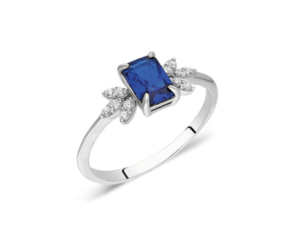 14k Gold Sapphire & Diamond Floral Ring – Elegant September Birthstone Jewelry