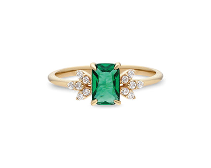 14k Gold Emerald Floral Diamond Ring – May Birthstone Jewelry