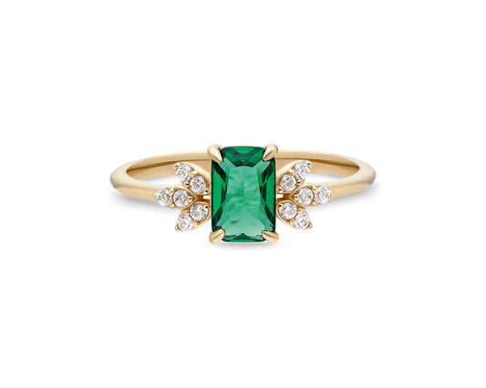 Dainty Emerald Ring in 14k Solid Gold