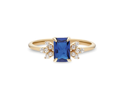 14k Gold Sapphire & Diamond Floral Ring – Elegant September Birthstone Jewelry