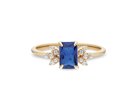 Unique Sapphire Ring in 14k Solid Gold