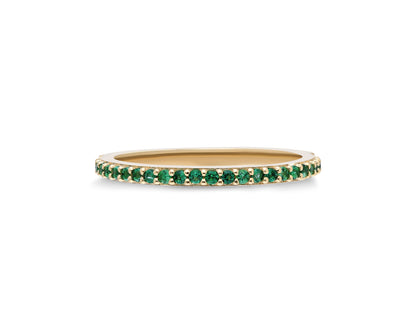 14k Gold Emerald Half Eternity Band Ring – May Birthstone Jewelry