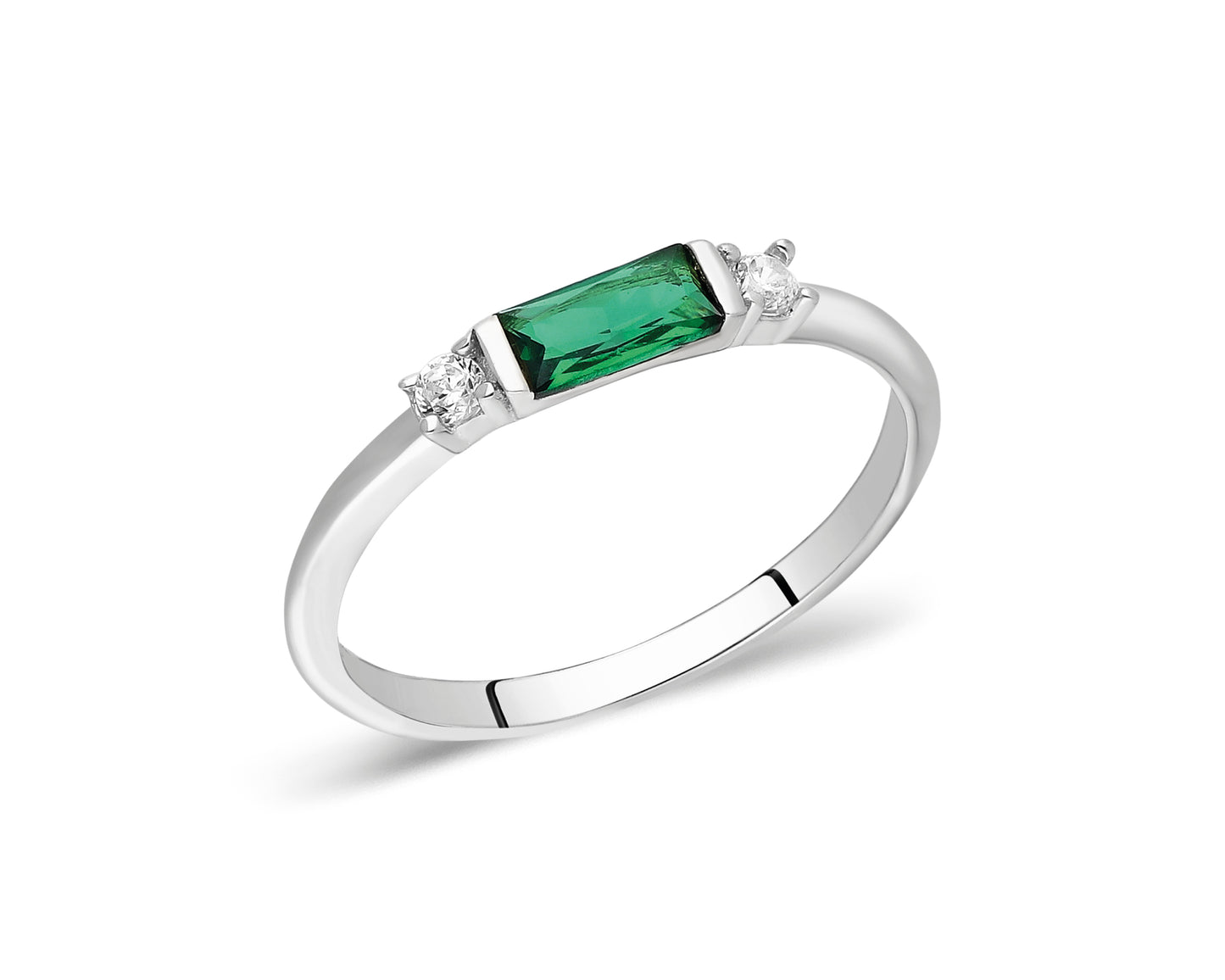 14k Gold Emerald & Diamond Stacking Ring – Minimalist Birthstone Jewelry
