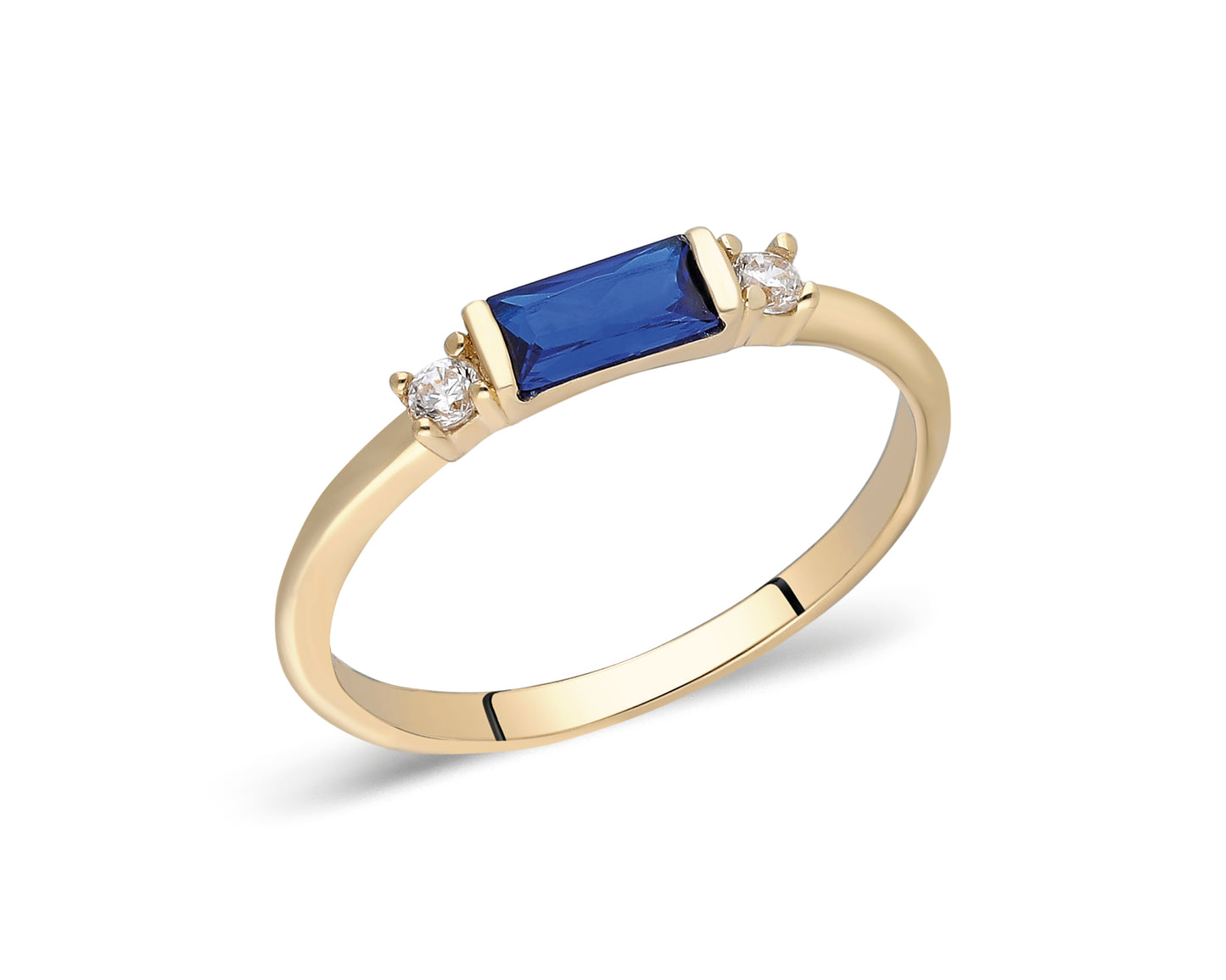 14k Solid Gold Sapphire and Diamond Ring – Minimalist September Birthstone Jewelry