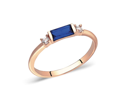 14k Solid Gold Sapphire and Diamond Ring – Minimalist September Birthstone Jewelry