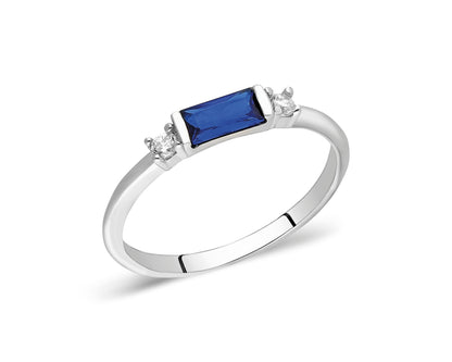 14k Solid Gold Sapphire and Diamond Ring – Minimalist September Birthstone Jewelry