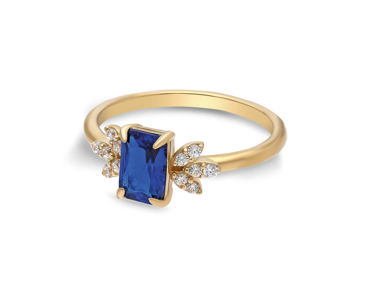 14k Gold Sapphire & Diamond Floral Ring – Elegant September Birthstone Jewelry