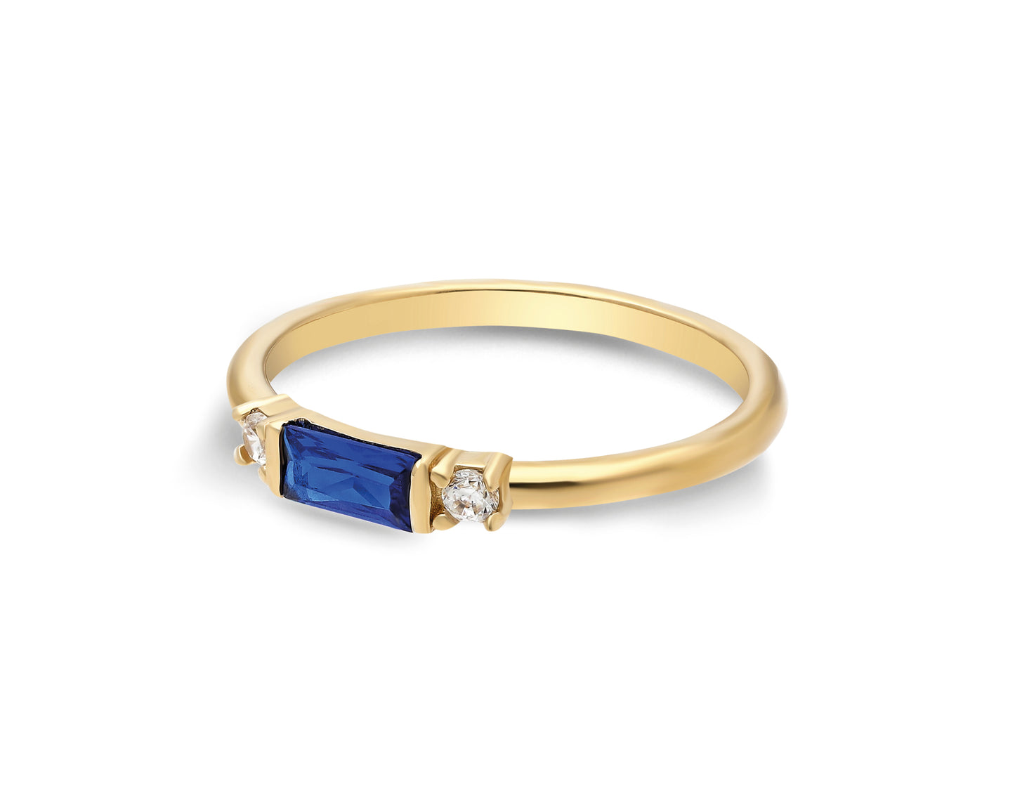 14k Solid Gold Sapphire and Diamond Ring – Minimalist September Birthstone Jewelry