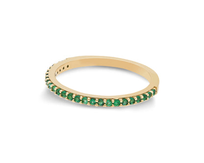 14k Gold Emerald Half Eternity Band Ring – May Birthstone Jewelry