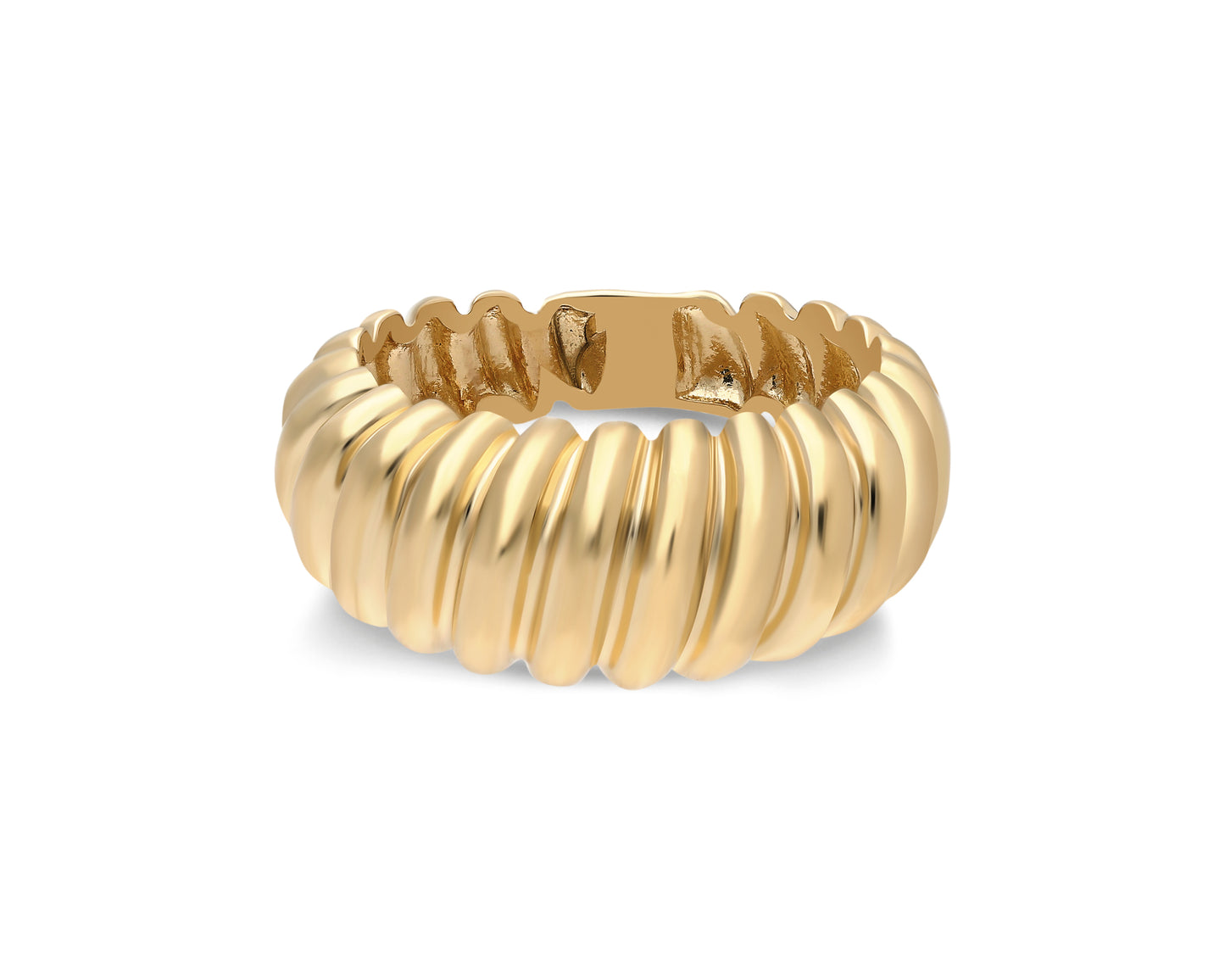 14k Gold Croissant Dome Ring – Chunky Gold Statement Ring for Women