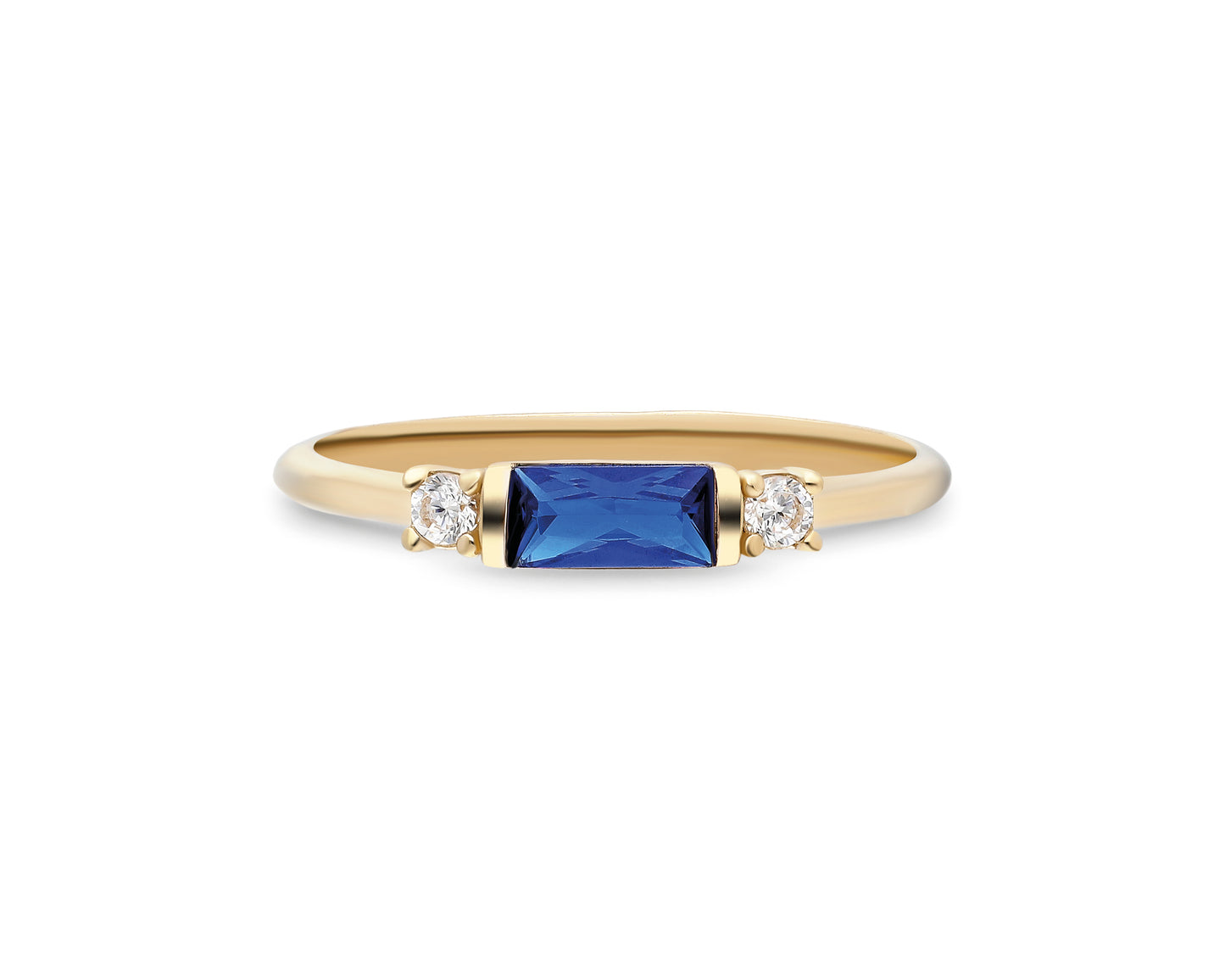 14k Solid Gold Sapphire and Diamond Ring – Minimalist September Birthstone Jewelry