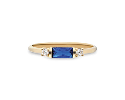 14k Solid Gold Sapphire and Diamond Ring – Minimalist September Birthstone Jewelry