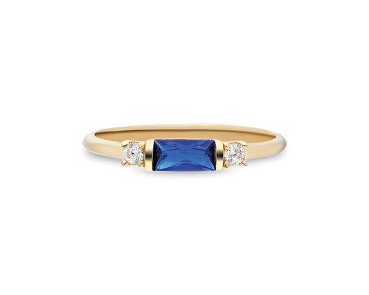 14k Solid Gold Sapphire and Diamond Ring – Minimalist September Birthstone Jewelry