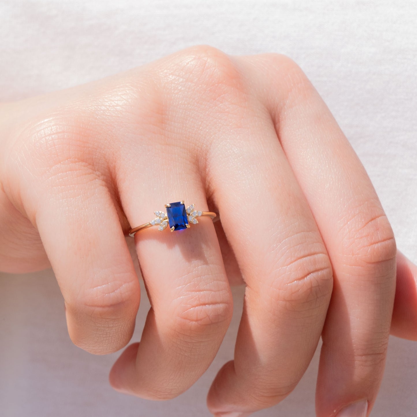 14k Gold Sapphire & Diamond Floral Ring – Elegant September Birthstone Jewelry