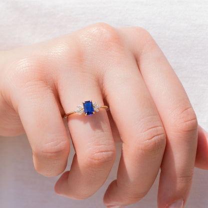 14k Gold Sapphire & Diamond Floral Ring – Elegant September Birthstone Jewelry