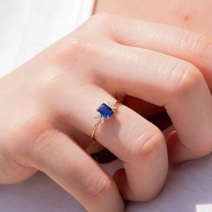 14k Gold Sapphire & Diamond Floral Ring – Elegant September Birthstone Jewelry