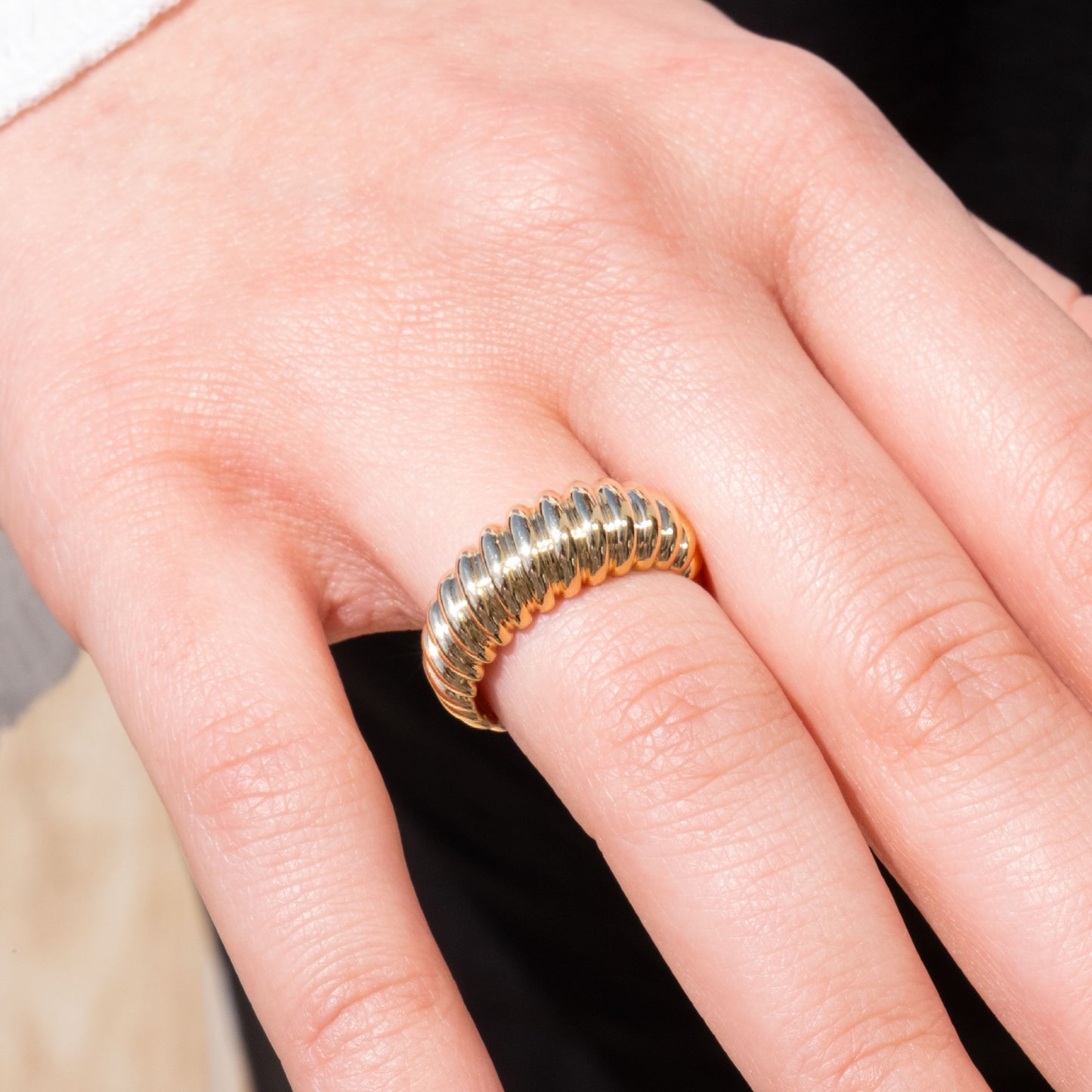 14k Gold Croissant Dome Ring – Chunky Gold Statement Ring for Women