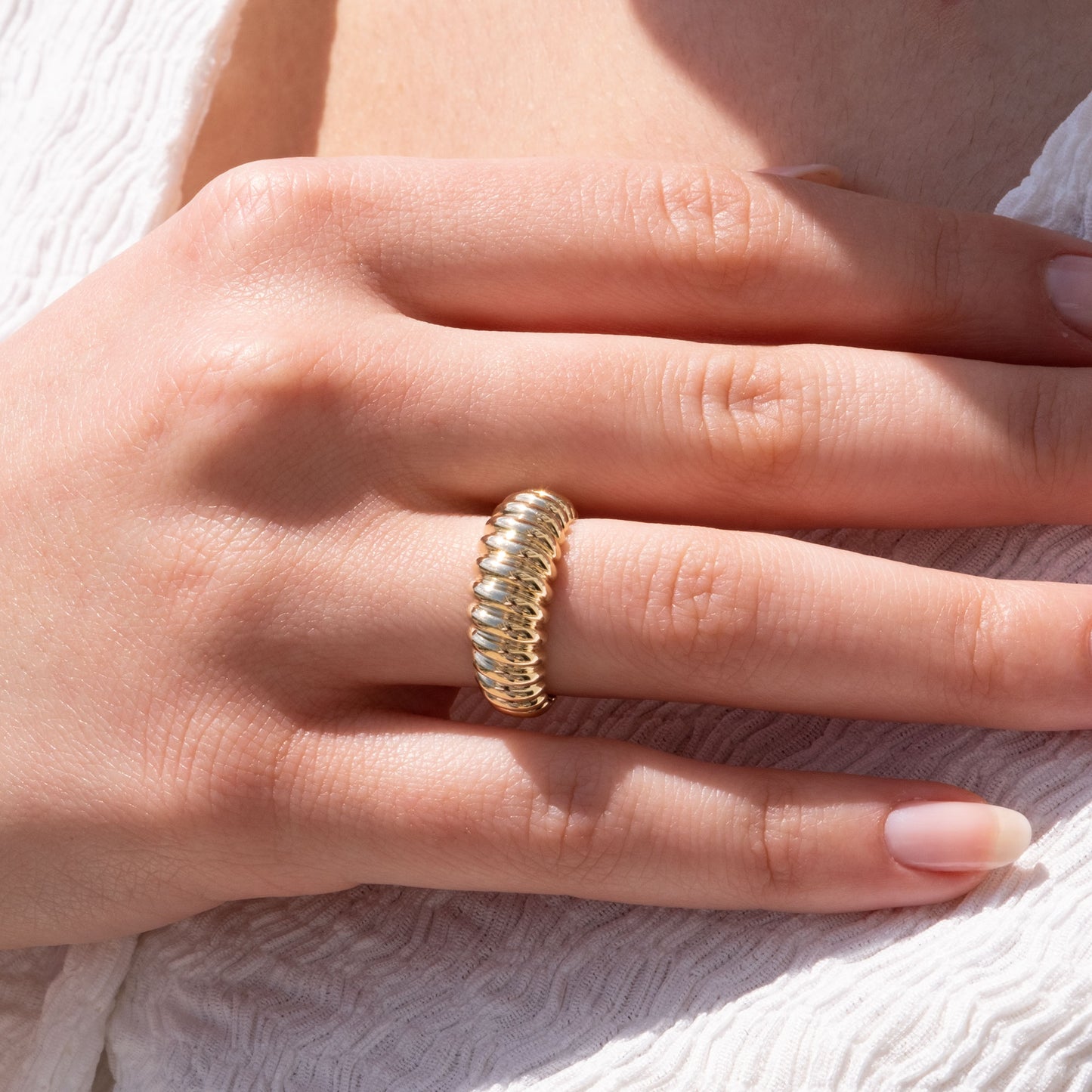 14k Gold Croissant Dome Ring – Chunky Gold Statement Ring for Women